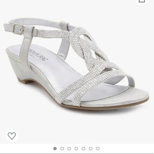 London Fog Silver Low Wedge Sandal